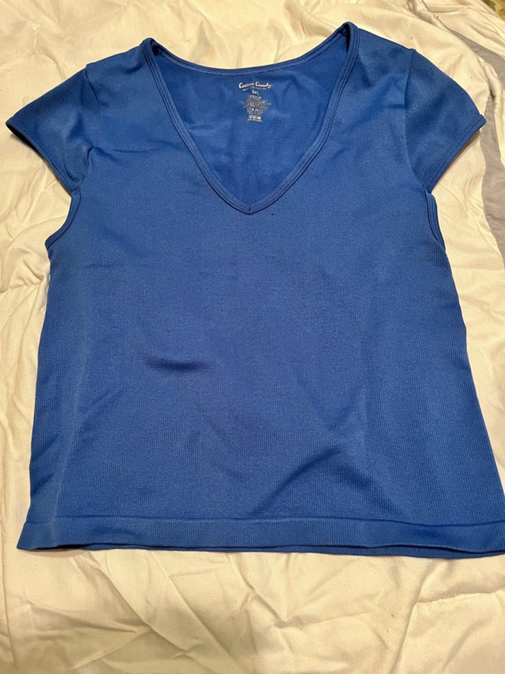 Cotton Candy Blue V-Neck Short Sleeve Tee